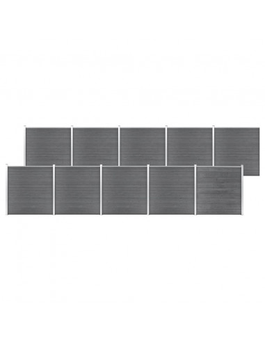 Pannello di Recinzione in WPC 1737x186 cm Grigio