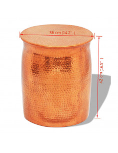 Sgabello/Tavolino Laterale Alluminio Battuto Colore Ottone/Rame