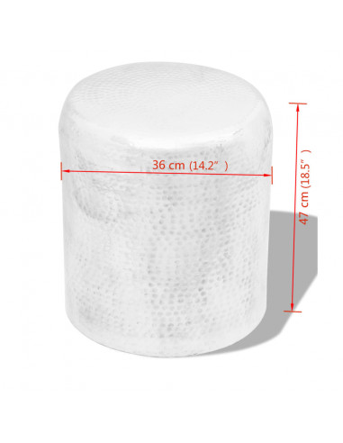 Sgabello/Tavolino Laterale in Alluminio Battuto Argento