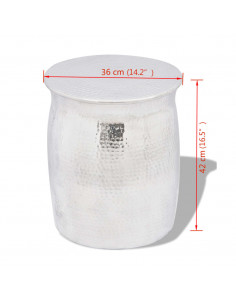 Sgabello/Tavolino Laterale in Alluminio Battuto Argento