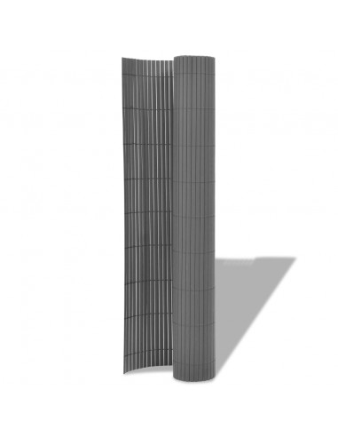 Recinzione da Giardino a Doppio Lato in PVC 90x500 cm Grigia