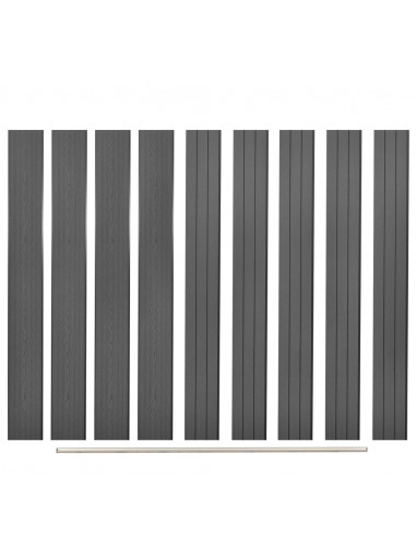 Pannelli di Ricambio per Recinzione 9 pz in WPC 170 cm Grigi