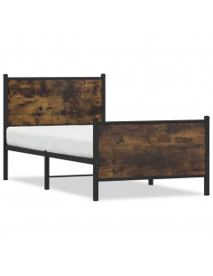 Giroletto con Testiera e Pediera Metallo Rovere Fumo 75x190 cm 2