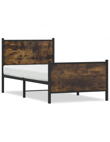 Giroletto con Testiera e Pediera Metallo Rovere Fumo 75x190 cm