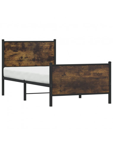 Giroletto con Testiera e Pediera Metallo Rovere Fumo 75x190 cm