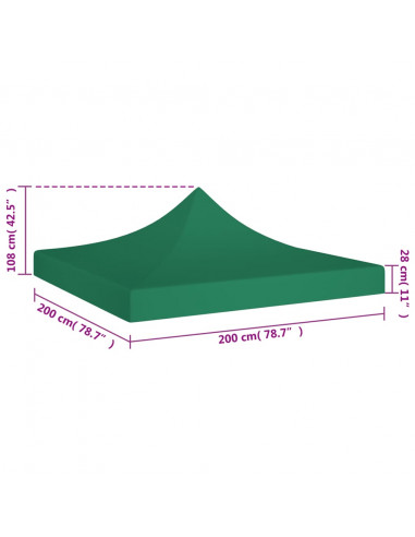 Tetto per Tendone per Feste 2x2 m Verde 270 g/m²