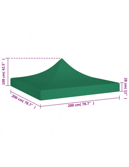 Tetto per Tendone per Feste 2x2 m Verde 270 g/m²