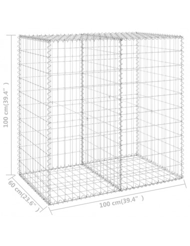 Gabbione con Copertura in Acciaio Zincato 100x60x100 cm