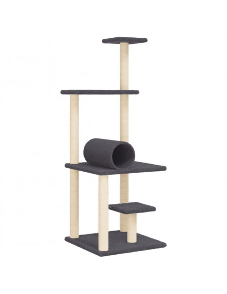 Albero per Gatti con Tiragraffi in Sisal Grigio Scuro 136 cm