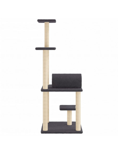 Albero per Gatti con Tiragraffi in Sisal Grigio Scuro 136 cm