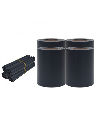 Recinzione Frangivento 4 pz in PVC 35x0,19m Grigio Scuro Opaco