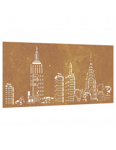 Decorazione Muro da Giardino 105x55cm Skyline in Acciaio Corten 2