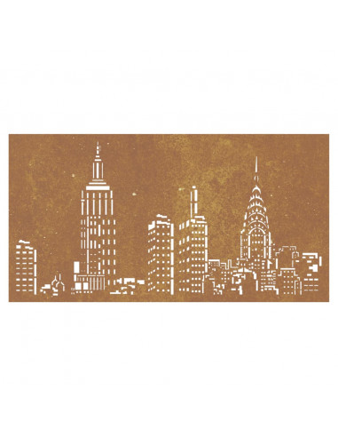 Decorazione Muro da Giardino 105x55cm Skyline in Acciaio Corten