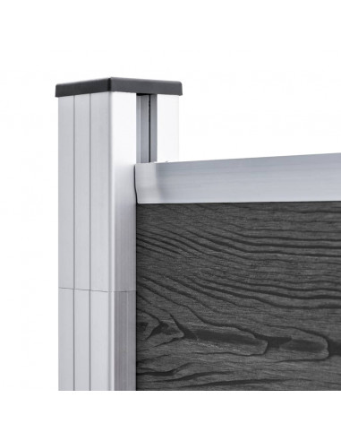 Set Pannelli di Recinzione in WPC 699x186 cm Nero