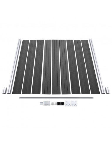 Set Pannelli di Recinzione in WPC 619x(105-186) cm Nero