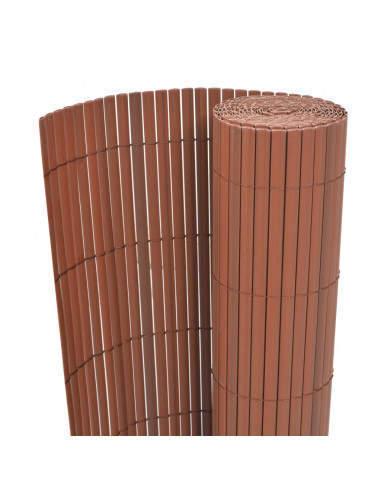 Recinzione da Giardino a Doppio Lato in PVC 90x500 cm Marrone