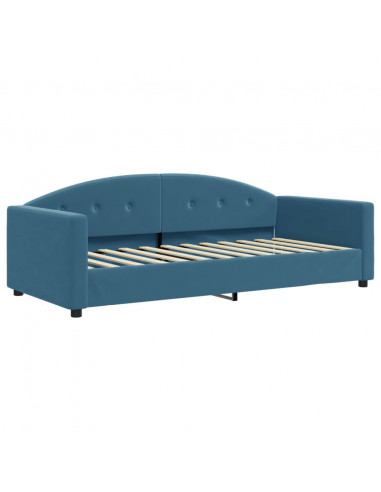 Divano Letto con Letto Estraibile Blu 90x200 cm in Velluto
