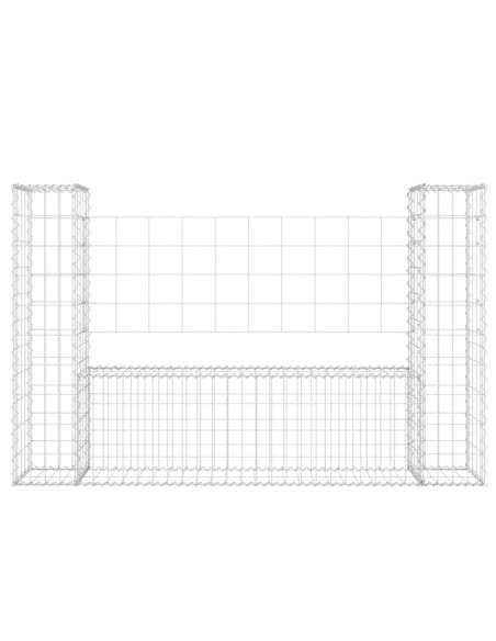 Cesto Gabbione a U con 2 Pali in Ferro 140x20x100 cm