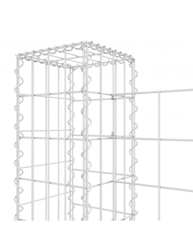 Cesto Gabbione a U con 2 Pali in Ferro 140x20x100 cm