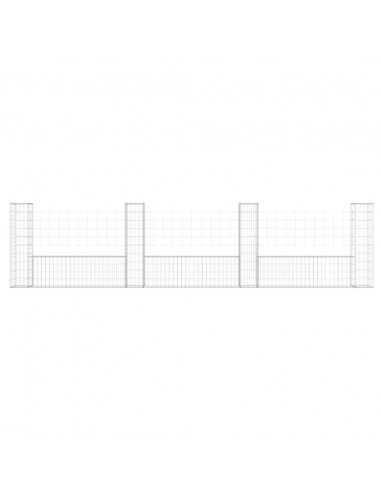 Cesto Gabbione a U con 4 Pali in Ferro 380x20x100 cm