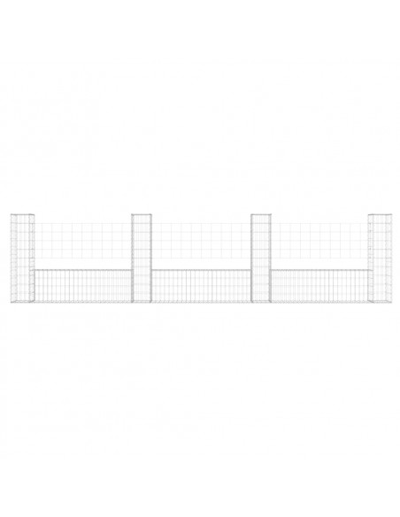 Cesto Gabbione a U con 4 Pali in Ferro 380x20x100 cm