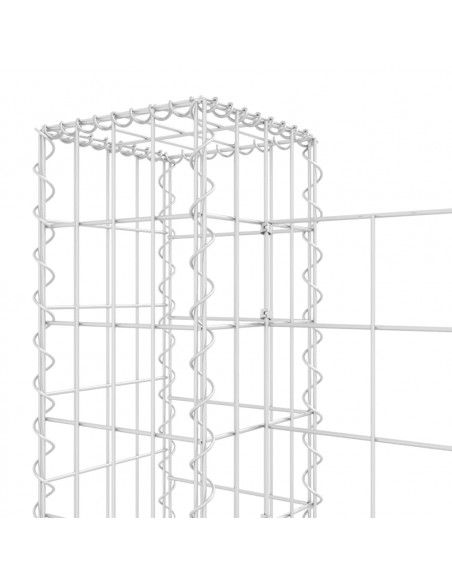 Cesto Gabbione a U con 4 Pali in Ferro 380x20x100 cm