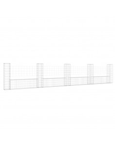 Cesto Gabbione a U con 5 Pali in Ferro 500x20x100 cm 2