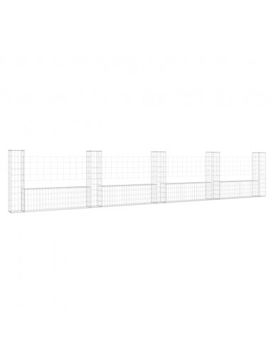 Cesto Gabbione a U con 5 Pali in Ferro 500x20x100 cm