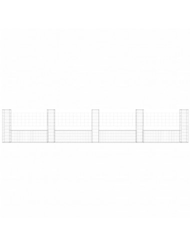 Cesto Gabbione a U con 5 Pali in Ferro 500x20x100 cm