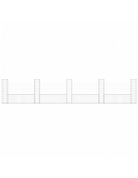 Cesto Gabbione a U con 5 Pali in Ferro 500x20x100 cm