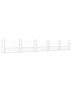Cesto Gabbione a U con 6 Pali in Ferro 620x20x100 cm 2
