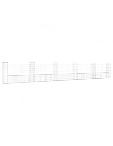 Cesto Gabbione a U con 6 Pali in Ferro 620x20x100 cm
