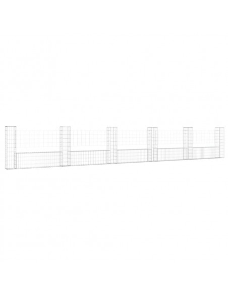 Cesto Gabbione a U con 6 Pali in Ferro 620x20x100 cm