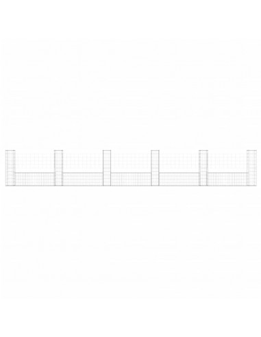 Cesto Gabbione a U con 6 Pali in Ferro 620x20x100 cm