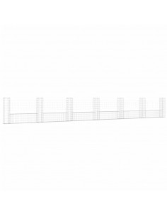 Cesto Gabbione a U con 7 Pali in Ferro 740x20x100 cm 2