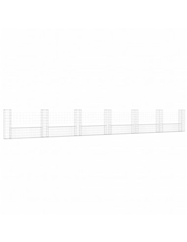 Cesto Gabbione a U con 7 Pali in Ferro 740x20x100 cm