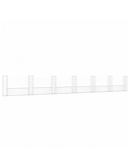 Cesto Gabbione a U con 7 Pali in Ferro 740x20x100 cm