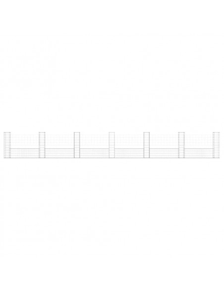 Cesto Gabbione a U con 7 Pali in Ferro 740x20x100 cm