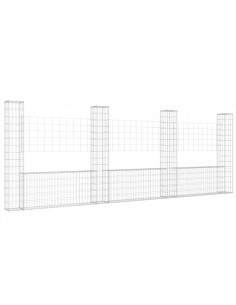 Cesto Gabbione a U con 4 Pali in Ferro 380x20x150 cm 2