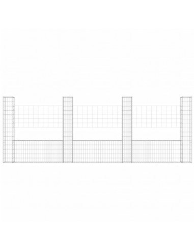 Cesto Gabbione a U con 4 Pali in Ferro 380x20x150 cm