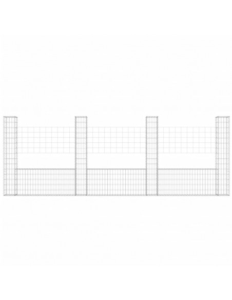 Cesto Gabbione a U con 4 Pali in Ferro 380x20x150 cm