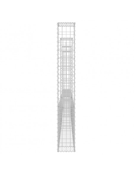 Cesto Gabbione a U con 4 Pali in Ferro 380x20x150 cm