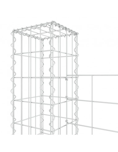 Cesto Gabbione a U con 4 Pali in Ferro 380x20x150 cm