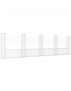 Cesto Gabbione a U con 5 Pali in Ferro 500x20x150 cm 2