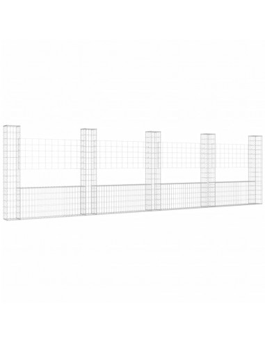 Cesto Gabbione a U con 5 Pali in Ferro 500x20x150 cm
