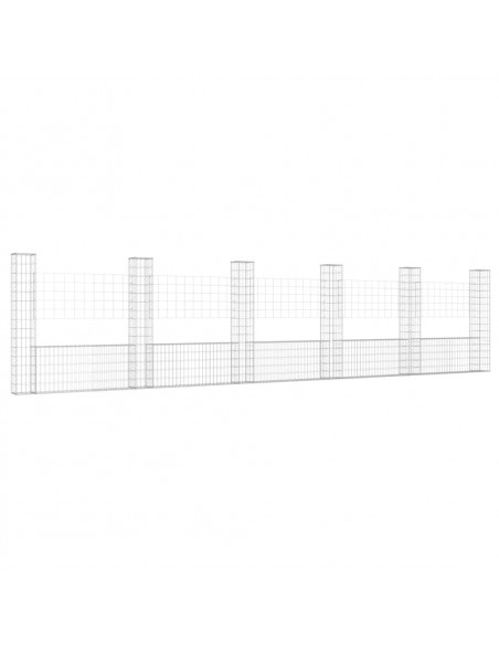 Cesto Gabbione a U con 6 Pali in Ferro 620x20x150 cm