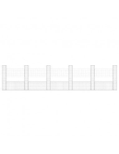 Cesto Gabbione a U con 6 Pali in Ferro 620x20x150 cm