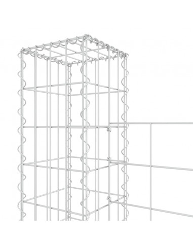 Cesto Gabbione a U con 6 Pali in Ferro 620x20x150 cm