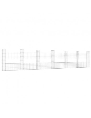 Gabbione a U con 7 Pali in Ferro 740x20x150 cm