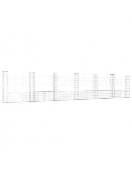 Gabbione a U con 7 Pali in Ferro 740x20x150 cm